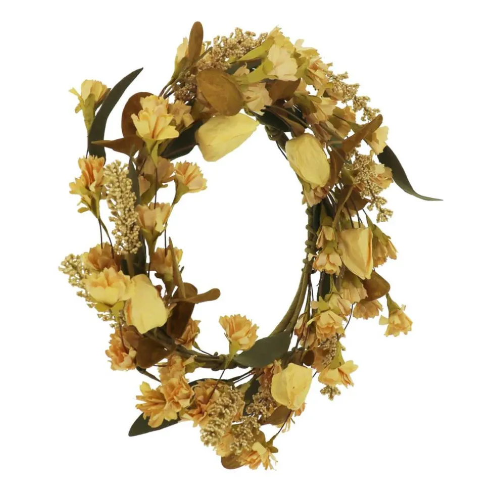 12" Cream & Brown Wildflower Mix Mini Wreath by Ashland®