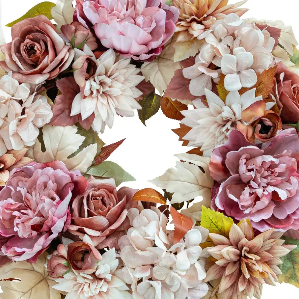 24" Cream Dahlia & Pink Peony Real Touch Wreath by Ashland®