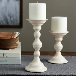 Cream Metal Pillar Candle Holder by Ashland®