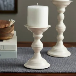 Cream Metal Pillar Candle Holder by Ashland®