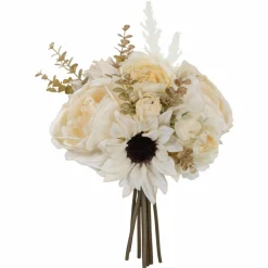 12" Cream Ranunculus & Sunflower Mix Real Touch Bundle by Ashland®