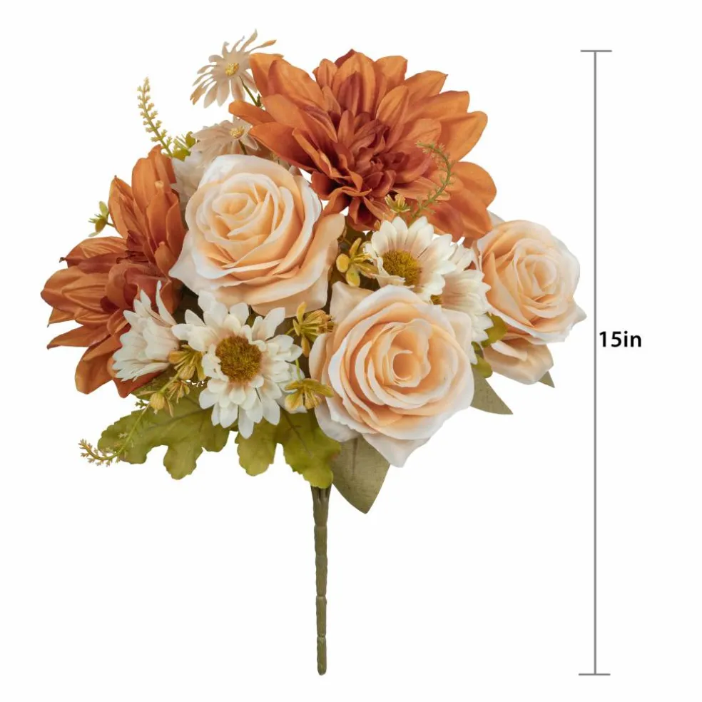 15" Cream Rose & Tan Dahlia Mix Bush by Ashland®