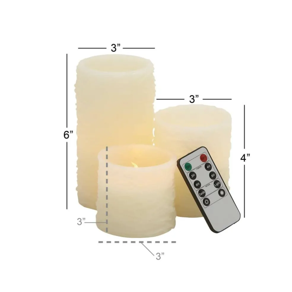 Cream Traditional Resin Flameless Candle Set