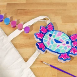 Creative Roots Axolotl Stepping Stone Kit, 7-Inch Paintable Ceramic Stepping Stone, Includes 6 Acrylic Paints, Kids Crafts, Ages 8+