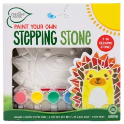 Creative Roots Mosaic Hedgehog Stepping Stone, Includes 7-Inch Ceramic Stone & 6 Vibrant Paints, DIY Garden Stepping Stone Kit for Kids Ages 6+
