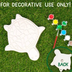 Creative Roots Mosaic Turtle Stepping Stone, Includes 8.25" Ceramic Stepping Stone & 6 Vibrant Paints, Mosaic Stepping Stone Kit, Paint Your Own Stepping Stone, DIY Stepping Stone Kit for Kids Ages 8+
