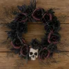Creepy Halloween Skull Dead Roses Wreath Decoration 23.5"