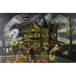 Creepy Haunted House LED Canvas Wall Art