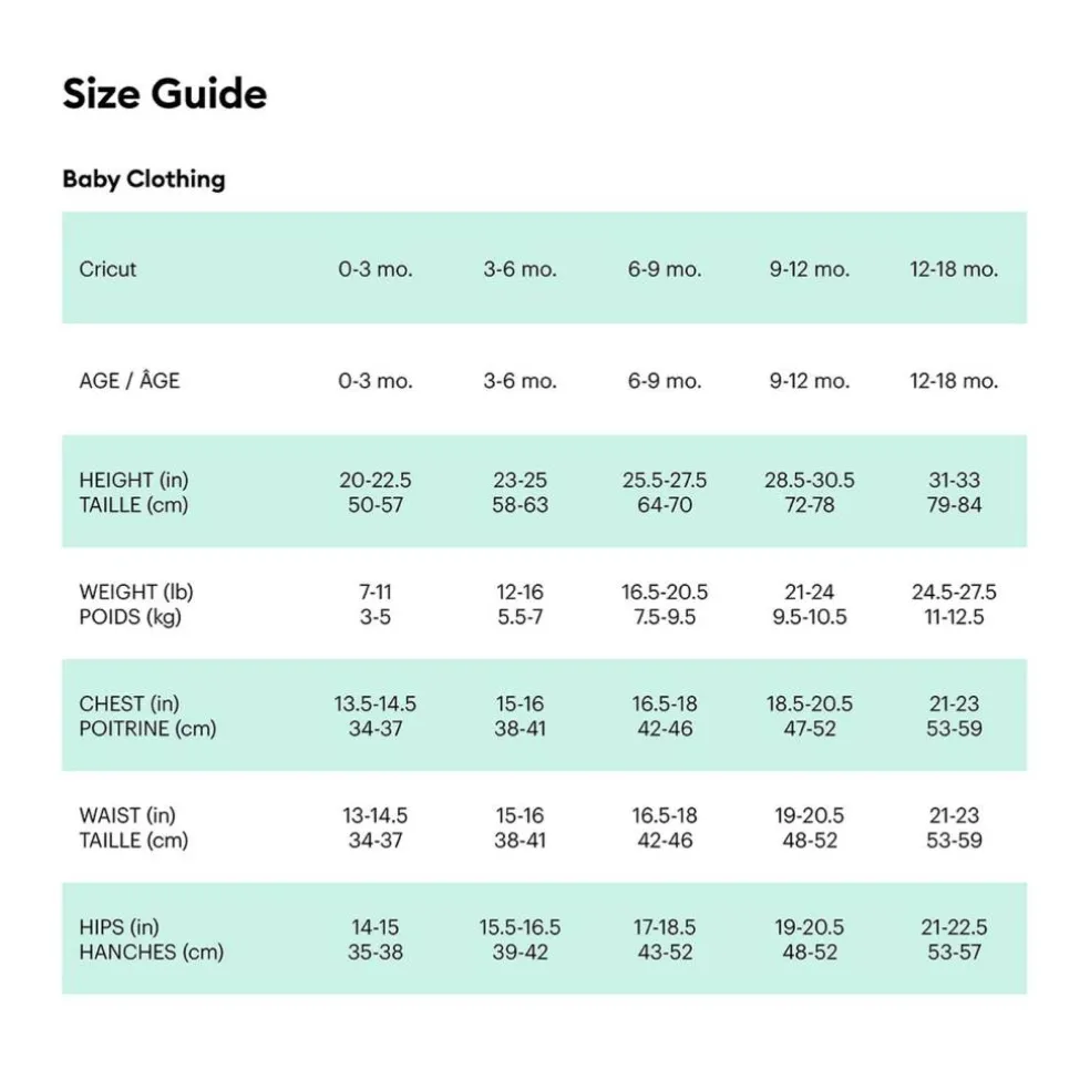 Cricut Baby Bodysuit Onsie Heat Transfer Blank, 2 Count, Size 9-12M