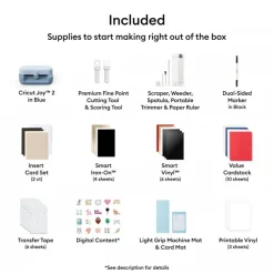 Cricut Joy 2 Essentials Bundle with Rainbow Smart Vinyl & Iron-On | Compact Cutting Machine for Labels, Cards & Personalized Gifts