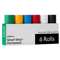 Cricut Joy Smart Vinyl Rolls, Permanent Core Colors, 5.5 in x 3 ft, 6 Count