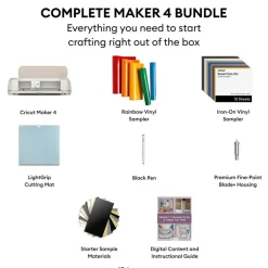 Cricut Maker 4 Machine Beginner Bundle with Rainbow Vinyl & Smart Iron-On | Cricut Starter Kit for Decals, Stickers & Custom Crafts