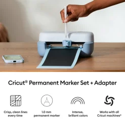 Cricut® 1.0mm Gold, Silver & Copper Permanent Metallic Marker Set + Adapter