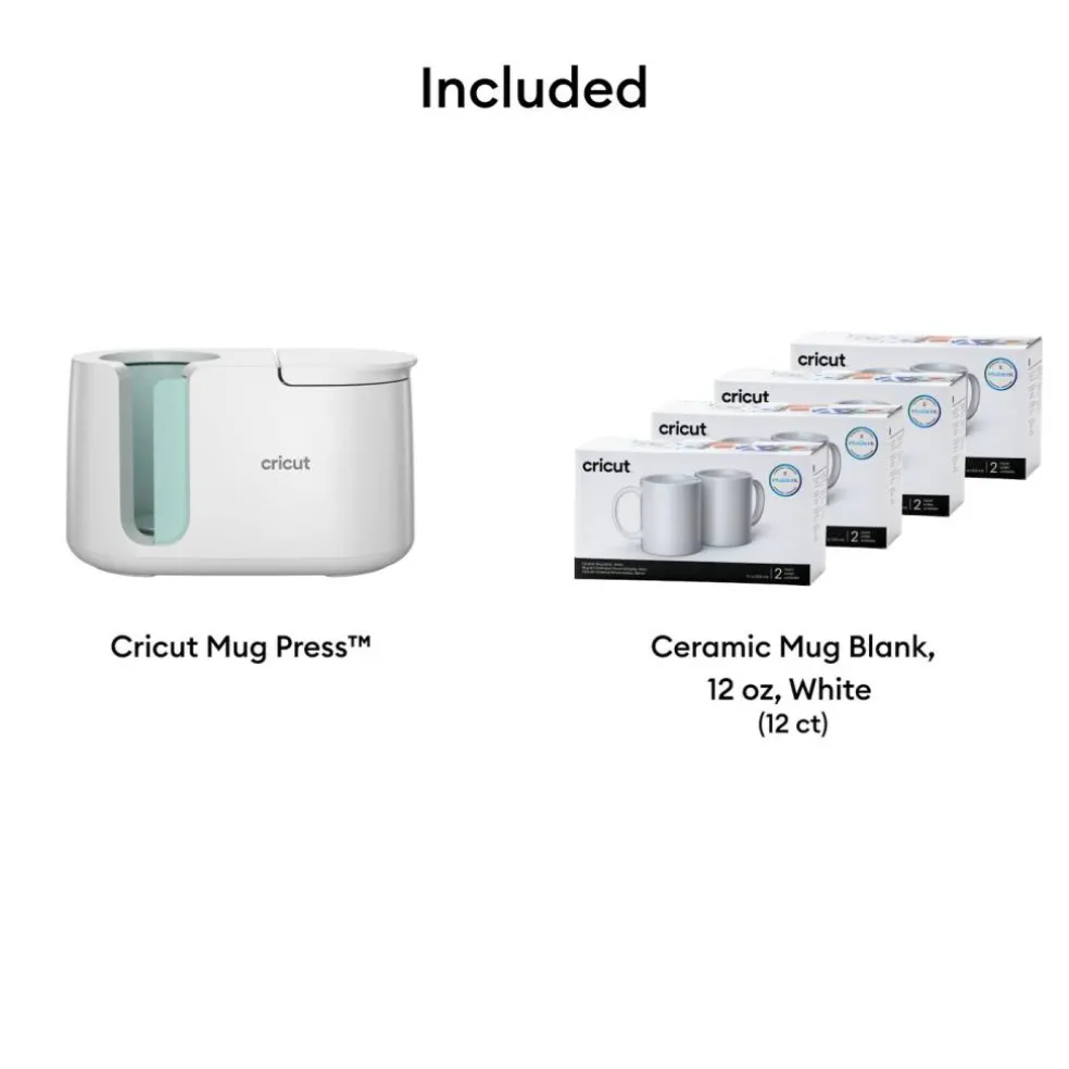 Cricut Mug Press Bundle for Custom Mugs, 12 Blanks