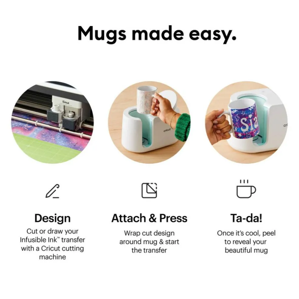 Cricut Mug Press Starter Bundle with 4 Blank Mugs Kit
