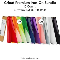 Cricut Premium Iron-On Rainbow Rolls Bundle - Bulk Multi-Colored Rainbow HTV