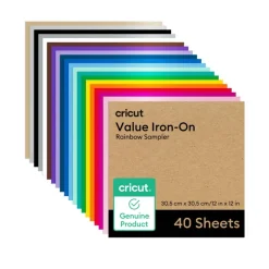 Cricut Value Rainbow Iron-On Sheets, 12 in x 12 in, 40 ct