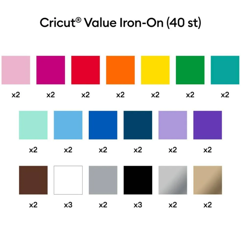 Cricut Value Rainbow Iron-On Sheets, 12 in x 12 in, 40 ct