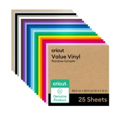 Cricut Value Rainbow Vinyl Sheets, 12 in x 12 in, 25 ct