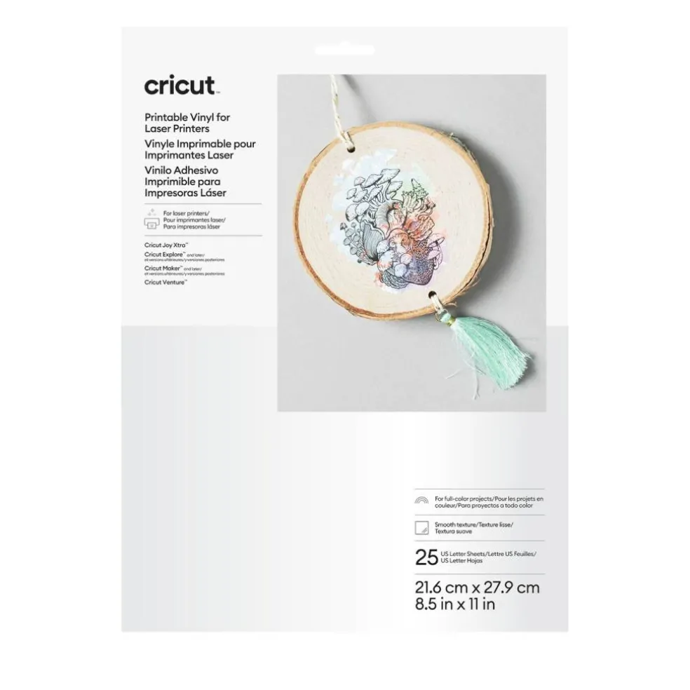 Cricut White Printable Vinyl Sheets, 8.5 in x 11 in, 25 ct