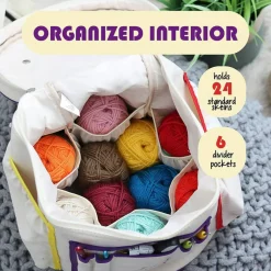 Crochet Bag Organizer – Durable Knitting Bag (Multicolored) 11 x 11 x 16 inches