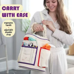 Crochet Bag Organizer – Durable Knitting Bag (Multicolored) 11 x 11 x 16 inches