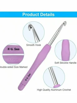 Crochet Hooks 12 Sizes, 51-Pack Yarn Crochet Kit with Ergonomic Handles