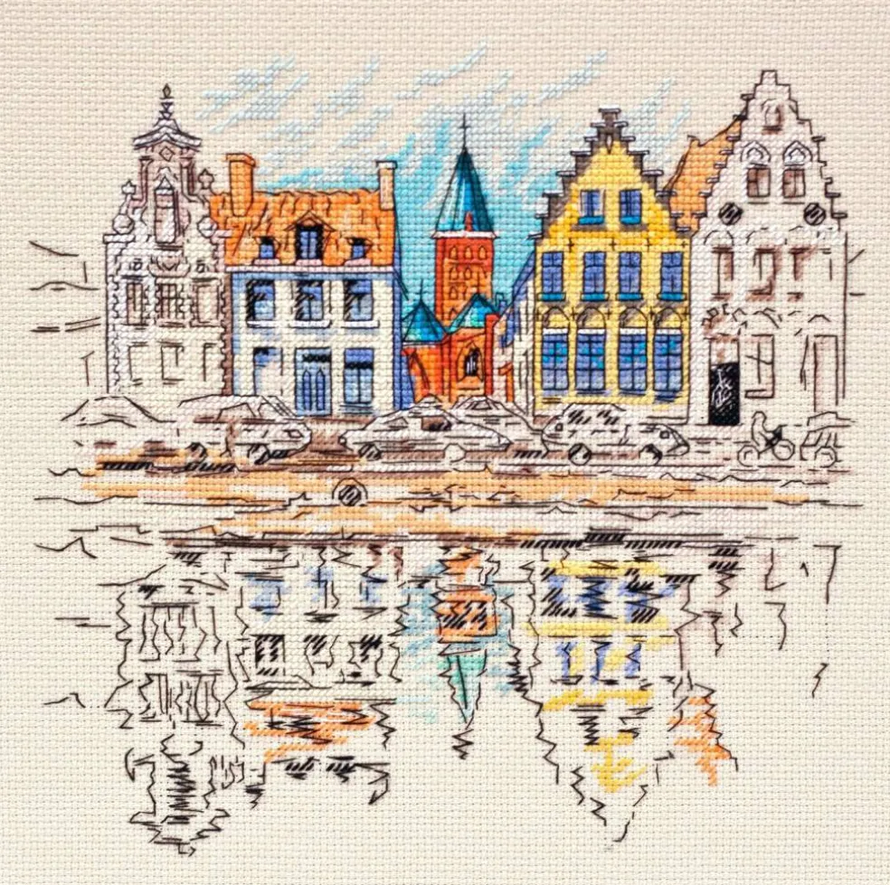 Cross-stitch kit Colored town-1