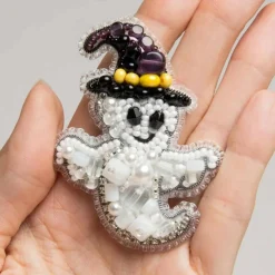 Crystal Art Beadwork Kit For Creating Broоch Ghost