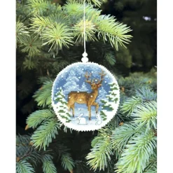 Crystal Art Christmas Tree Toy Plastic Canvas Counted Cross Stitch Kit Set Of Pictures Winter Evening