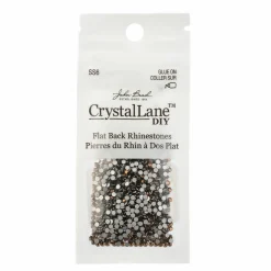 Crystal Lane DIY SS6 Round Glass Flatback Rhinestones, 1,440ct.