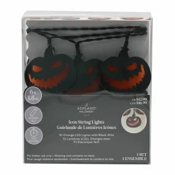 10ct. Black Jack-o'-Lanterns Icon LED String Lights by Ashland®