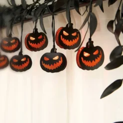 10ct. Black Jack-o'-Lanterns Icon LED String Lights by Ashland®