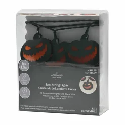 10ct. Black Jack-o'-Lanterns Icon LED String Lights by Ashland®