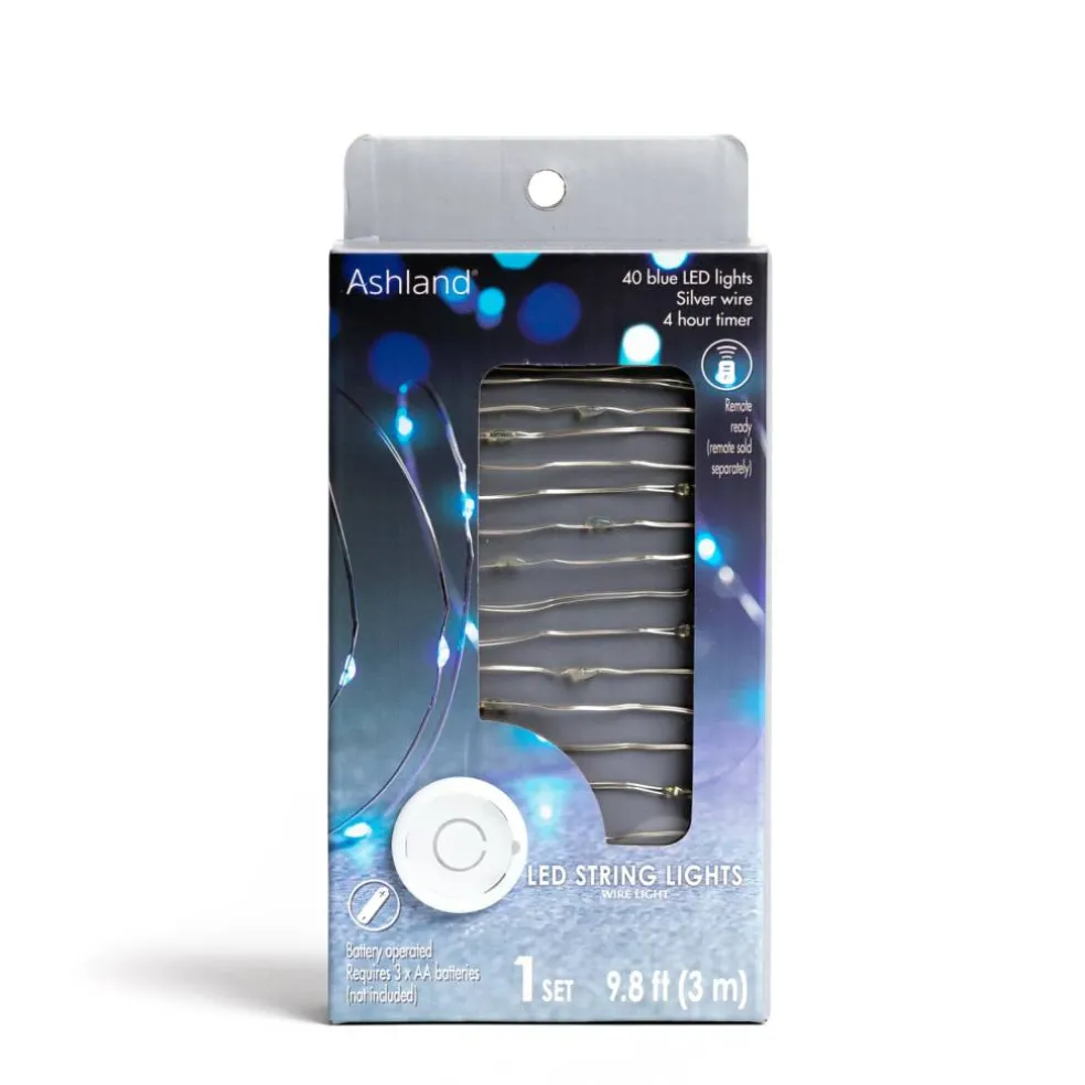 40ct. Blue Silver Wire LED String Lights by Ashland®