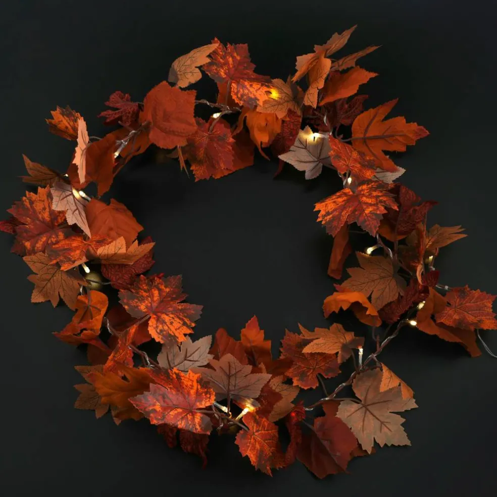 20ct. Dark Orange Leaves Garland String Lights by Ashland®
