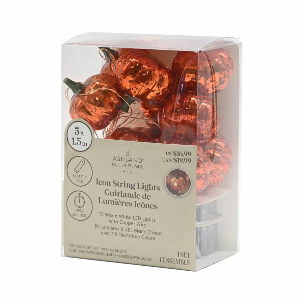 10ct. Mercury Finish Pumpkins Icon LED String Lights by Ashland®