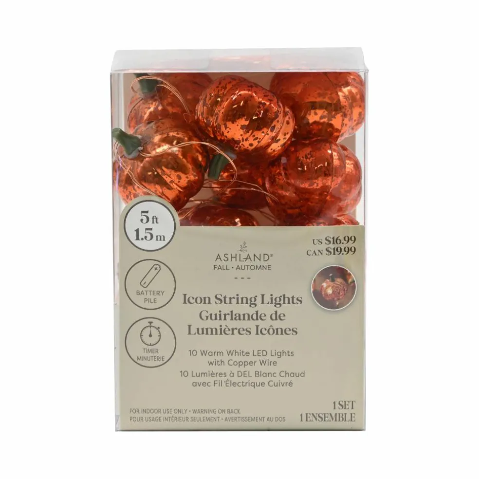 10ct. Mercury Finish Pumpkins Icon LED String Lights by Ashland®