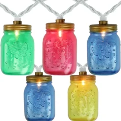 10ct. Multicolor Mini Mason Jar Patio String Lights