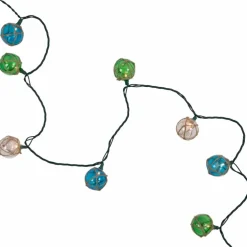 10ct. Natural Jute Wrapped Multicolor Ball String Lights with Green Wire
