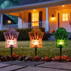 3ct. Tombstone Halloween Pathway Markers