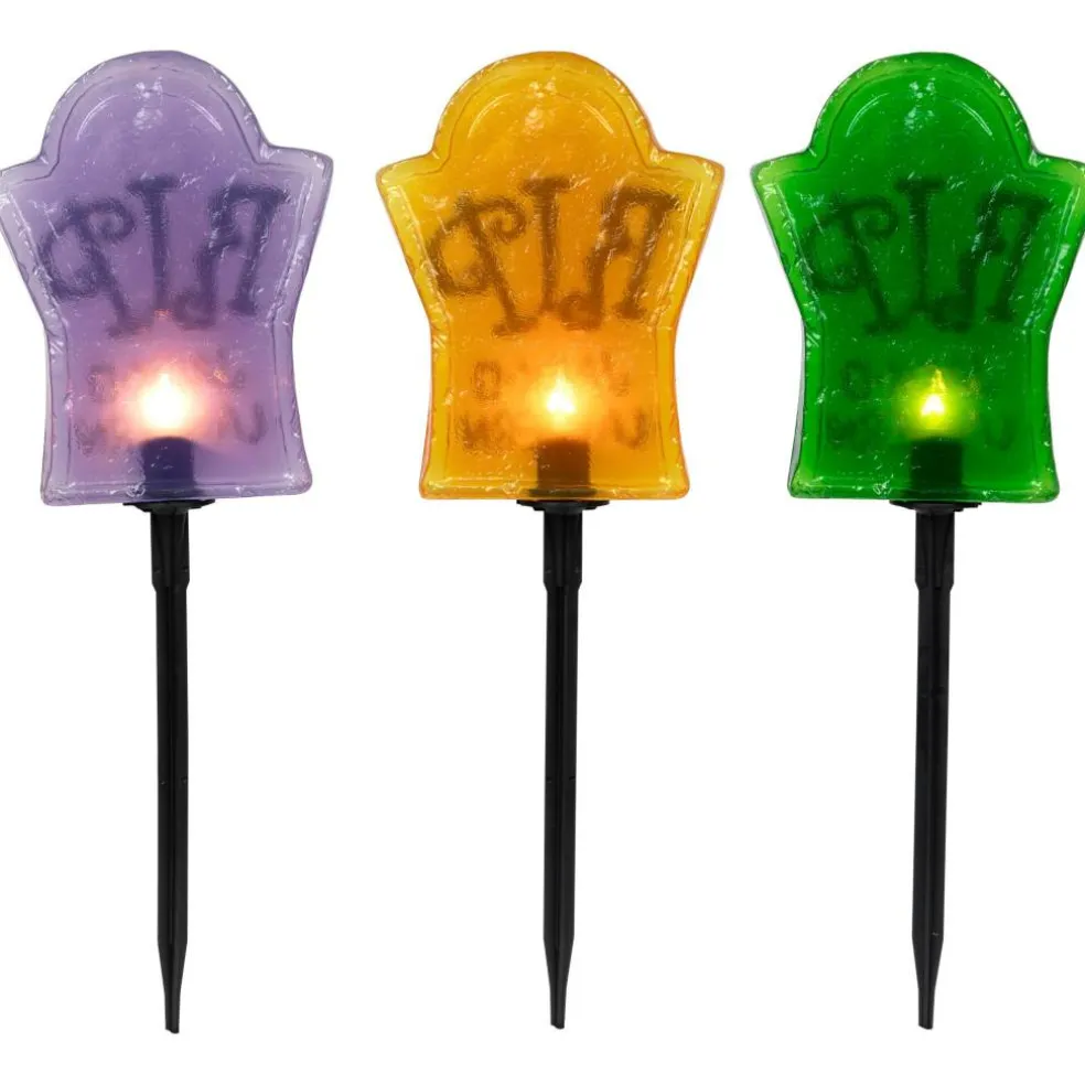 3ct. Tombstone Halloween Pathway Markers