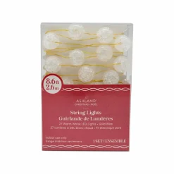 27ct. Warm White LED Clear Cracked Ball String Lights on Gold Wire by Ashland®