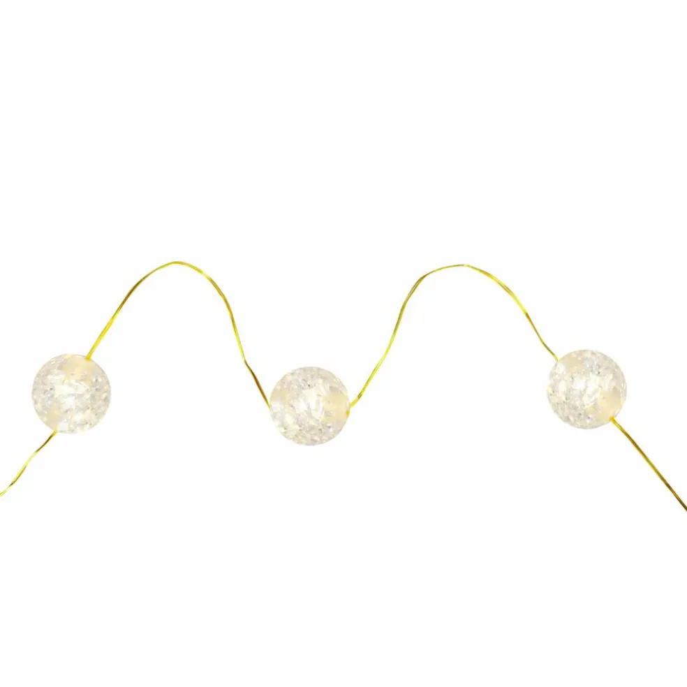 27ct. Warm White LED Clear Cracked Ball String Lights on Gold Wire by Ashland®