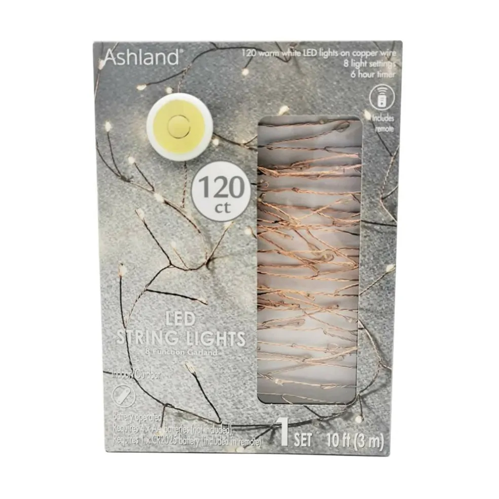 120ct. Warm White LED Copper String Lights Garland by Ashland®