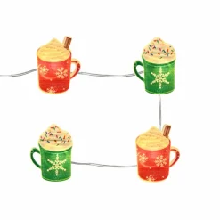 18ct. Warm White LED Hot Cocoa Snowflake Mug String Lights on Silver Wire by Ashland®