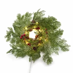 18ct. Warm White LED Pinecone & Red Berry Garland String Lights by Ashland®