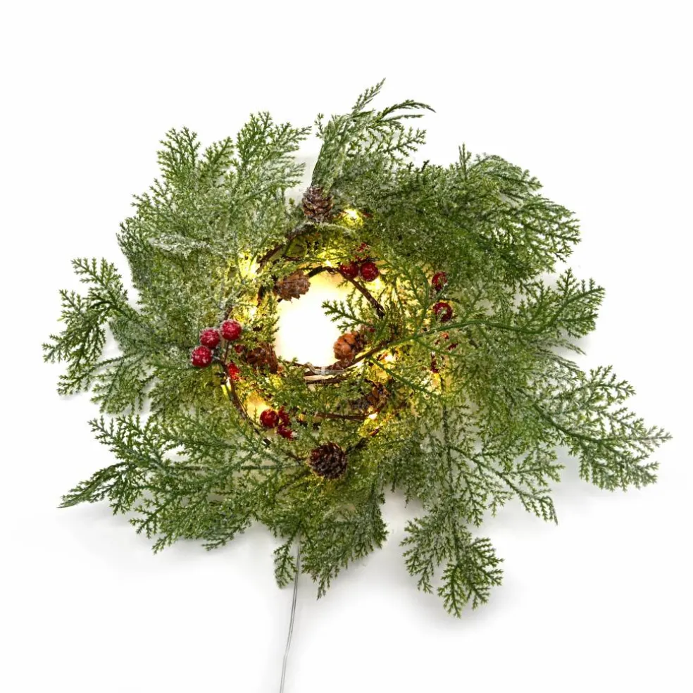 18ct. Warm White LED Pinecone & Red Berry Garland String Lights by Ashland®