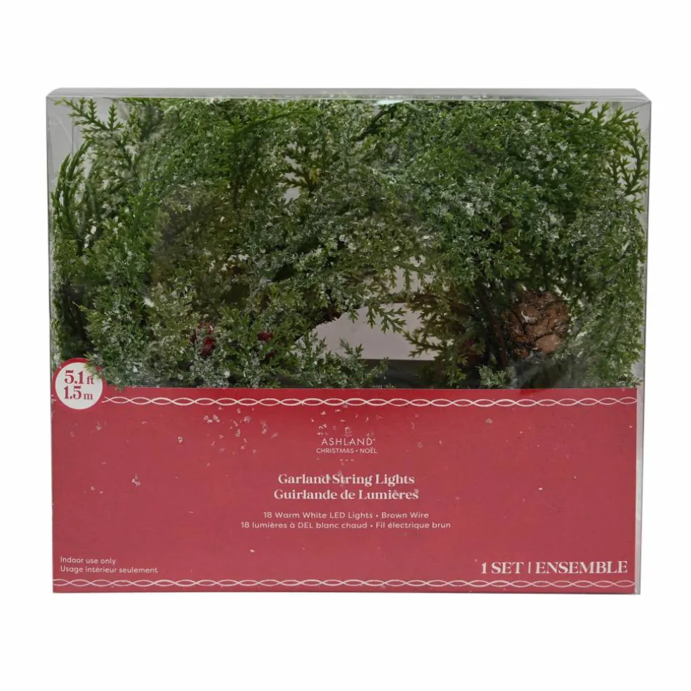18ct. Warm White LED Pinecone & Red Berry Garland String Lights by Ashland®