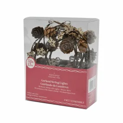 18ct. Warm White LED Pinecone & Snowflake Garland String Lights on Brown Wire by Ashland®